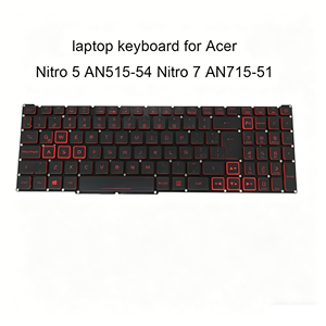 แป้นพิมพ์เรืองแสง LA French AZERTY สำหรับ <span class=keywords><strong>Acer</strong></span> <span class=keywords><strong>Nitro</strong></span> 5 AN515 54 557H <span class=keywords><strong>AN517</strong></span> AN715-51 แป้นพิมพ์ภาษาละตินสเปน SP ES สีแดง LG5P-N90BRL - Product Image 1