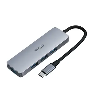 पीडी चार्ज डॉकिंग स्टेशन लैपटॉप प्रकार सी 3 0 यूएसबी हब लैपटॉप रजत OEM बॉक्स स्थिति के लिए 1 में 4 यूएसबी छुपाया कार्ड एल्यूमीनियम WiWU