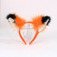 Accessoires de déguisement animalier pour Halloween : Bandeau et queue de renard en fourrure pelucheuse