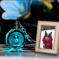 Porte-clés LED 3D en cristal personnalisé, lampe décorative, porte-clés gravé avec lumière nocturne colorée pour cadeau de vacances