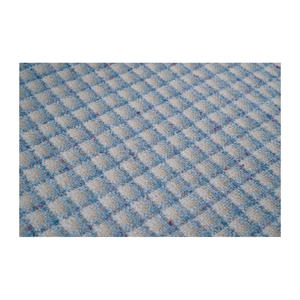 Tissu Tweed Fantaisie Coréen Haut de Gamme, Motif Bouclé Vichy Ivoire et Bleu Ciel, Textile Tissé Personnalisé OEM & ODM - Product Image 1