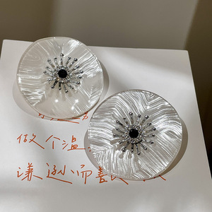 Boucles d'oreilles à clous en forme de fleur, argent 925, incrustation de cristaux, bijoux de luxe pour femmes, pour les soirées - Product Image 5