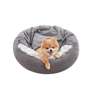 Nid d'hiver en laine de velours semi-fermé <span class=keywords><strong>pour</strong></span> chat et <span class=keywords><strong>chien</strong></span> Quatre saisons Utilisation solide Coussin d'hiver chaud Emballage en carton - Product Image 6