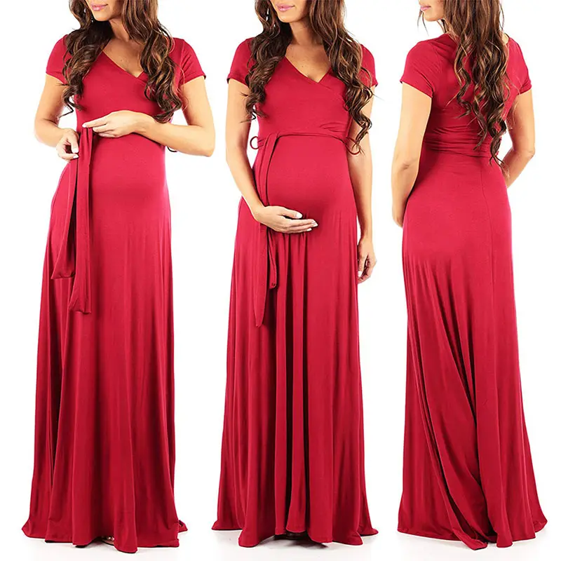 Maternity Clothes Dresses For Pregnancy Women V-Neck Sexy Dress Pregnant Female Nursing Clothing For Photo Shoot