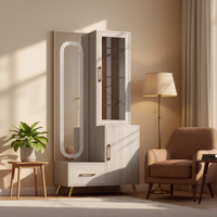 Armoire LED moderne en acier de style européen, coiffeuse en MDF avec miroir sur pied, meuble de chambre durable, armoire de rangement en métal pour salle à manger