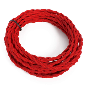 Marron/<span class=keywords><strong>Noir</strong></span>/Blanc/Rouge Vin Torsadé Satin Sheen <span class=keywords><strong>Tissu</strong></span> Éclairage Fil Électrique Câble 0.75mm * 2 Core Coton Textile Lampe Cordon - Product Image 2