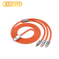 XTAURI BX086, Cable de Datos USB-C a Cobre Puro 3 en 1 de 120W con Carga Rápida, 2m, Revestimiento de Nailon para Teléfono e Impresora, Gran Venta