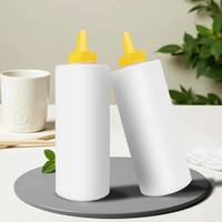 Bouteille souple personnalisée en plastique de 260 ml à double compartiment et double orifice pour sauces (soja, barbecue, piment, confiture) avec bouchon torsadé