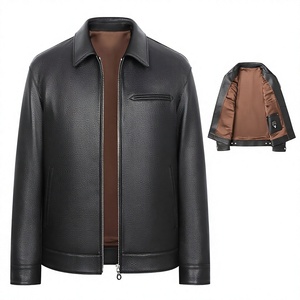 Chaqueta de Cuero para Hombre, Manga Larga, Estilo Clásico, para Todas las Estaciones, Resistente al Viento, Impermeable, Ignífuga, Negra, Roja, Marrón, Amarilla - Product Image 1