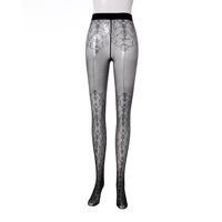 Collants Rétro Jacquard Français Floraux Anti-Bactériens Effet Lustré Fin Anti-Glisse Intégral Jacquard Français Rétro Lisse