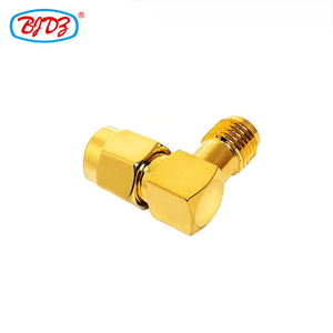 Nhà sản xuất 50 ohm <span class=keywords><strong>RP</strong></span> <span class=keywords><strong>SMA</strong></span> Nam để <span class=keywords><strong>SMA</strong></span> nữ 90 độ góc bên phải RF kết nối vàng mạ chuyển đổi kết nối trong kho - Product Image 5