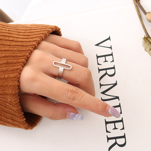 2022 nuevo diseño de moda anillo abierto hueco 18K chapado en oro Acero inoxidable minimalista anillo ajustable para Mujeres Hombres - Product Image 5