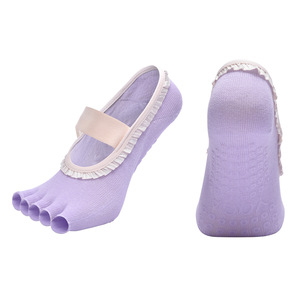 Chaussettes à cinq doigts pour femmes toutes saisons, en matériau respirant, avec bordure à volants, dos <span class=keywords><strong>exposé</strong></span> et technologie antidérapante à grille dense - Product Image 1