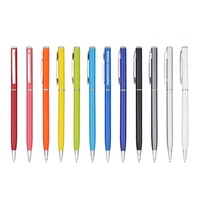 Stylos à bille promotionnels fins en métal noir personnalisés avec logo sur mesure, impression sérigraphique, stylet à séchage rapide pour écran tactile