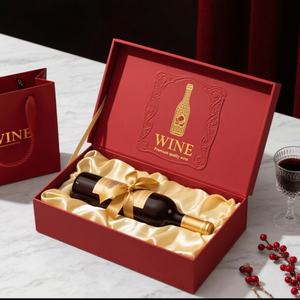 Caja de Regalo de Cartón de Lujo Biodegradable con Diseño Personalizado y Logotipo, para Vino Tinto, Whisky, Juego de Vasos, con Papel de Regalo y Satén - Product Image 1