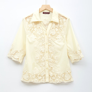 <span class=keywords><strong>Camicie</strong></span> e <span class=keywords><strong>Bluse</strong></span> Vintage all'Ingrosso, <span class=keywords><strong>Camicie</strong></span> a Maniche Corte, Abbigliamento Ricamato con Perline, <span class=keywords><strong>Bluse</strong></span> <span class=keywords><strong>Eleganti</strong></span> Casual da Donna con Chiusura Monopetto - Product Image 1