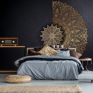 Papier peint bohème noir <span class=keywords><strong>mandala</strong></span>, murale zen yoga - Product Image 2