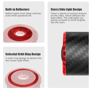 Luz Trasera LED para Bicicleta GACIRON LOOP-100 de Fibra de Carbono, Función de Frenado Inteligente para Ciclismo Nocturno, 100 Lúmenes, Impermeable, Magnética, 220+ - Product Image 3