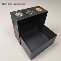 Boîte rigide noire personnalisée avec couvercle rabattable et base, en carton rigide, avec impression couleur et pelliculage mat pour l'électronique