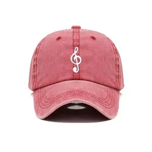 Custom Musical Note Embroidery 6 Panel Unstructure Baseball Cap Corduroy Dad Hat