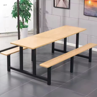 SF-1201, Mobilier de cantine d'usine, restaurant scolaire, hôpital, ensemble de tables et de chaises à manger en acier inoxydable 8 places, tabouret