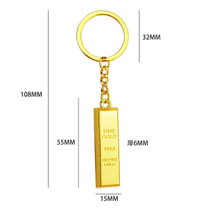 Mini Gold Bar Zinc Alloy Metal Keychain Gold Bullion <strong>Keyring</strong> Bag Charms Business Gift With Custom Logo - Product Image 3