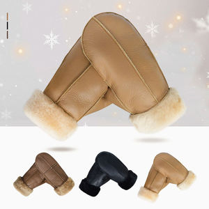 Winter Warm Gloves Genuine Sheepskin Leather Outdoor Cycling Breathable Windproof Wool Lined Sheep Fur <b>Mittens</b> for <b>Women</b> - Product Image 4