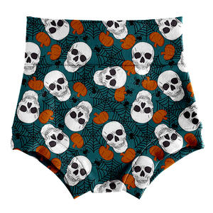 Butik bambu kustom tengkorak Halloween Gambar labu bayi baru lahir Romper pendek ritsleting 2 arah pakaian tidur ritsleting anak perempuan laki-laki - Product Image 4