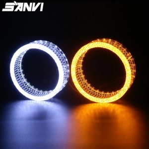 Sanvi 3-Inch I8 Round White Yellow LED Angel Eyes Auto <b>Light</b> Accessories for Camry Civic Headlight <b>Projector</b> Lens 12V Voltage - Product Image 4