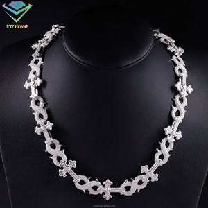 VVS moissanite GRA certificate 925 silver 18K gold plated brilliant cut <b>iced</b> <b>out</b> cross <b>chain</b> hiphop fashion bracelet/necklace - Product Image 5