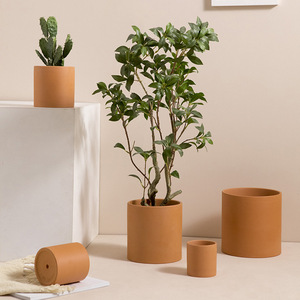 <span class=keywords><strong>Maceta</strong></span> Simple de cerámica roja para el hogar, capacidad de retención de agua transpirable esmaltada para Rosas verdes carnosas, <span class=keywords><strong>barro</strong></span> recto cilíndrico - Product Image 4