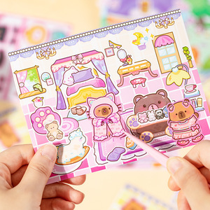 18 unids/pack Fingertip Dressing Sticker Book Cute Fun Children's Handbook DIY Scenography Quiet Book - Product Image 3