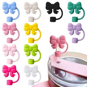 New Model Silicone <b>Straw</b> Covers for Design Cup, Cute 10mm Dust-Proof <b>Reusable</b> <b>Straw</b> Toppers for 30/40oz Tumbler with Handle - Product Image 1