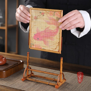 Bamboo Small <b>Screen</b> Ornament Woven Tea Room Decoration Traditional Chinese Style Desktop <b>Partition</b> - Product Image 2