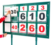 Tableau de score de tennis manuel sur pied avec cadre en alliage d'aluminium vert foncé, cartes de score et roulettes pour clubs, écoles et tournois