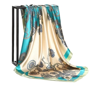 Sciarpa Quadrata in <span class=keywords><strong>Seta</strong></span> Nera da Donna, Nuovo Marchio di Moda con Stampa a Catena, <span class=keywords><strong>Foulard</strong></span> 90*90cm per Primavera e Autunno, Copricapo Musulmano - Product Image 2