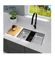 Évier composite noir 8048 de 31 pouces, évier composite en granit blanc, évier simple avec poste de travail, éviers de cuisine