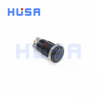 Interrupteur à bouton-poussoir métallique HUSA à oxydation noire, à verrouillage momentané, IP65, 250V, 1NO, 12 volts, 12 mm, LED pour modification automobile, ordinateur