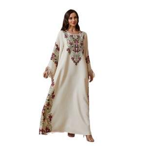 <span class=keywords><strong>Abaya</strong></span> OEM/ODM transfrontalière à col en V avec motif imprimé, robe longue de style Golfe de haute qualité, robe longue à motif floral, style Dubaï - Product Image 5