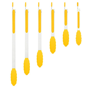 Fengyingrun <b>Silicone</b> Food Clips Stainless Steel Reusable BBQ Kitchen <b>Tool</b> Yellow - Product Image 2