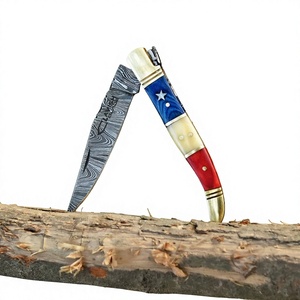 Damascus <b>Folding</b> Pocket <b>Knife</b> Custom Handle <b>Utility</b> Blade EDC Tactical Survival Camping Hunting - Product Image 2