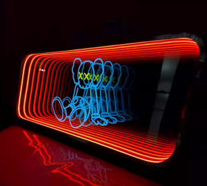 Letrero publicitario LED de neón con logotipo 3D redondo grande personalizado, espejo infinito RGB, patrón de impresión UV de astronauta, caja de luz para letrero de tienda - Product Image 5