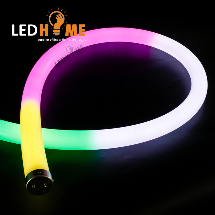 24V 360 Degree Big Size 40mm Digital DMX Magic Color Change RGB Flexible Led Neon Flex Tube Light