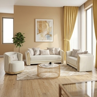 Ensemble de canapés modulaires sectionnels avec revêtement en tissu/cuir, pieds en acier inoxydable doré, design moderne, confortable et durable, pour salon ou hôtel