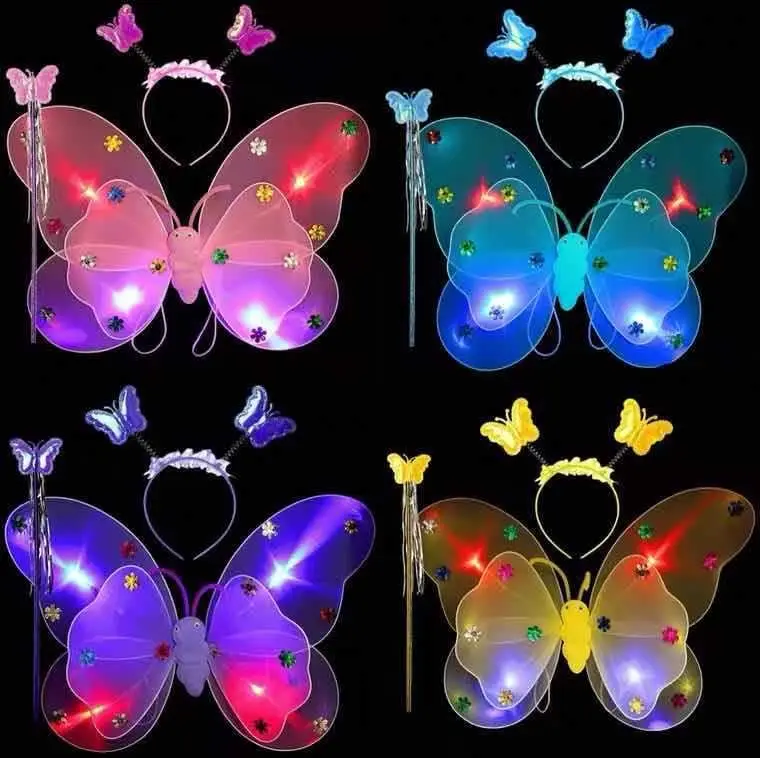 Ailes de papillon à LED pour fête, ailes de papillon avec lumières pour filles, décoration lumineuse ailes de papillon