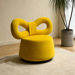 <span class=keywords><strong>Fauteuil</strong></span> individuel moderne en velours jaune avec nœud papillon, design créatif en forme de papillon, pour salon et chambre à coucher - Product Image 3