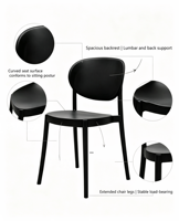 Chaise de salle à manger moderne en plastique de qualité supérieure avec accoudoirs et dossier ergonomique, légère, empilable et écologique pour restaurants et cafés