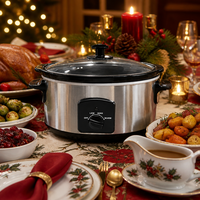 Homedaily Mijoteuse Électrique Manuelle 4,8 L avec Contrôle Mécanique de la Température, 3-en-1 : Mijoteuse, Marmite à Soupe et à Bouillie pour la Maison