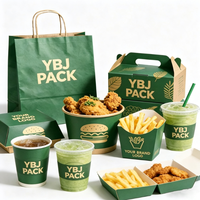 Ensemble d'emballages alimentaires personnalisés de qualité alimentaire pour la restauration rapide, boîte à hamburger jetable, porte-frites, gobelet, sac, kit pour service de livraison de nourriture