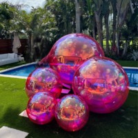 Ballon publicitaire gonflable en PVC brillant, boule miroir géante, boule décorative métallique pour utilisation en intérieur/extérieur